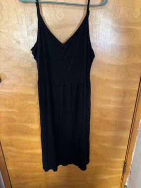 Black Spaghetti Strap V-Neck Dress